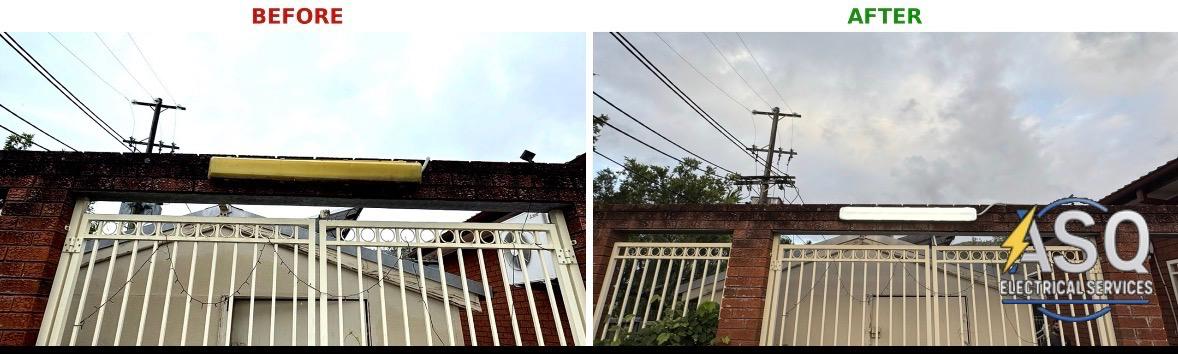 Before and after exterior light replacement