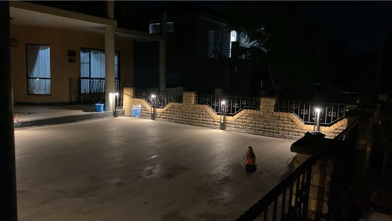 Courtyard bollard lighting installation