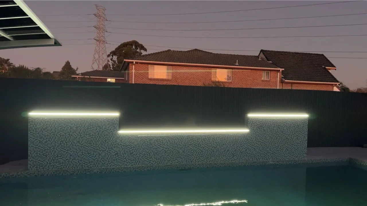 Pool area LED strip lighting